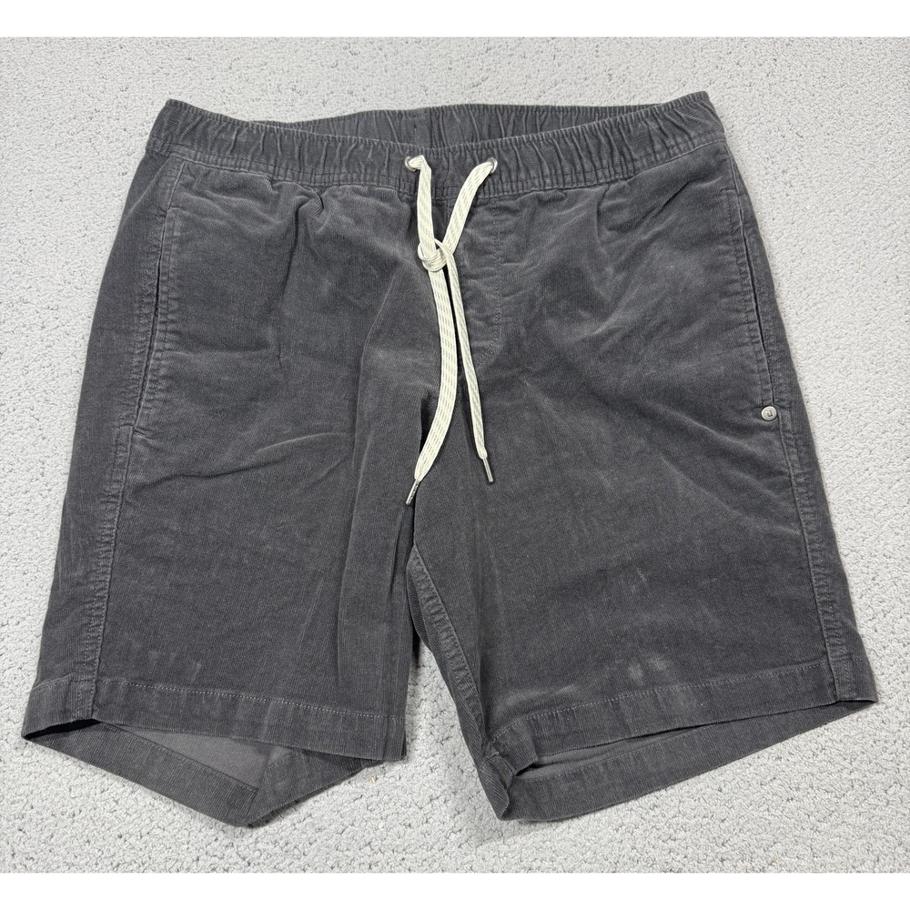 Vuori Optimist Corduroy Shorts Mens Medium Gray Elastic Waist Drawstring V385